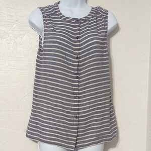 4 FOR $24 LOFT Blue & White Striped Preppy Coastal Capsule Basic Cotton Top M
